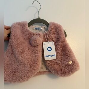 NWT Mayoral Faux fur vest for baby girl 12 months
